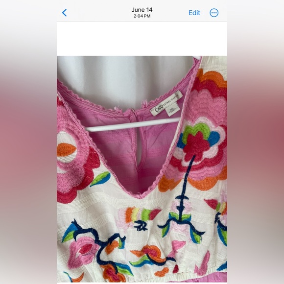 Embroidered Babydoll Top Pink XL - Picture 2 of 8